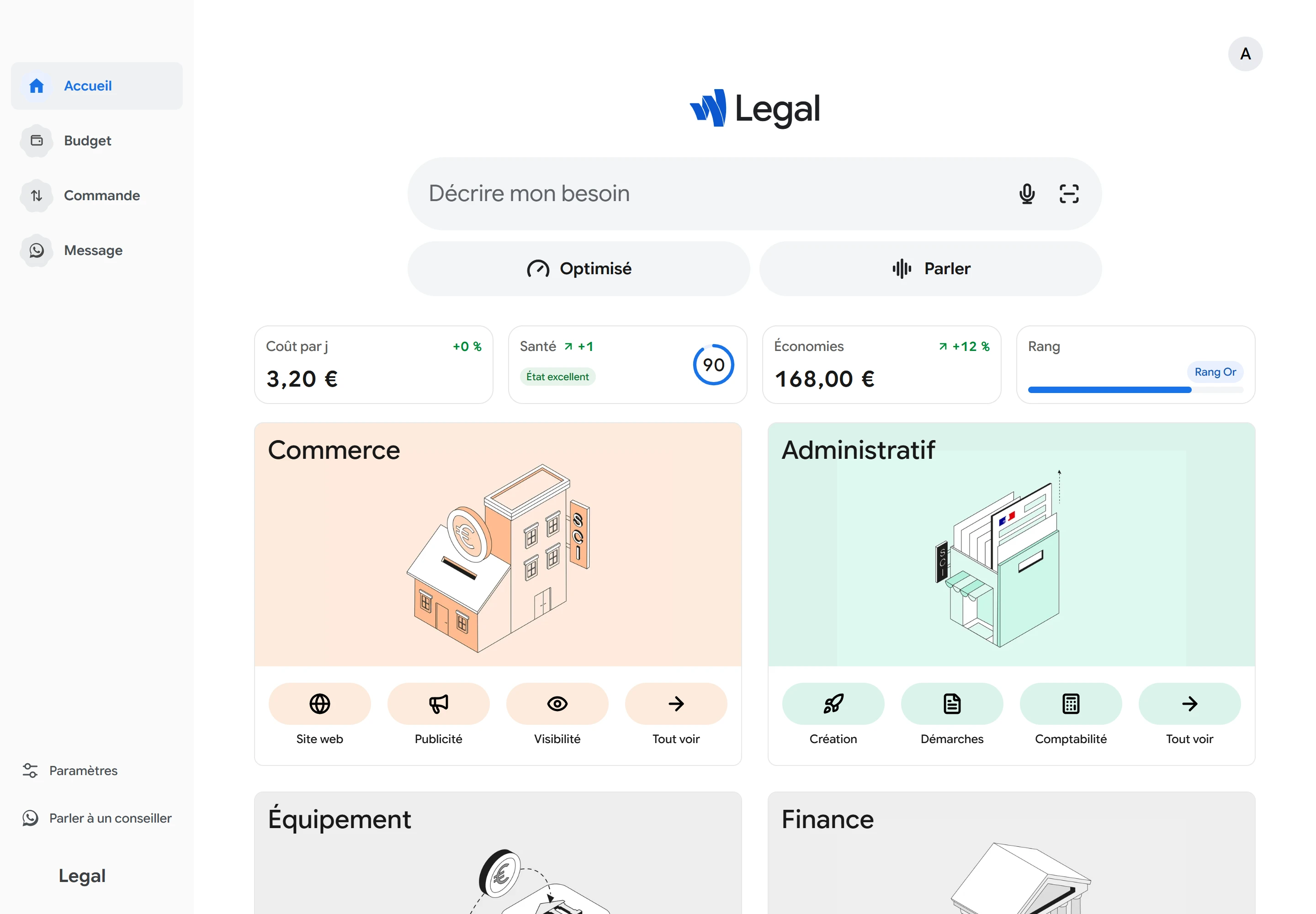 Accueil de l’application UU, recherche et pôles de services.